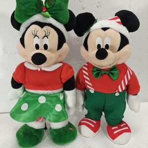 VTG Gemmy Mickey + Minnie Mouse Animated Christmas Plush Dancing Singing Holiday